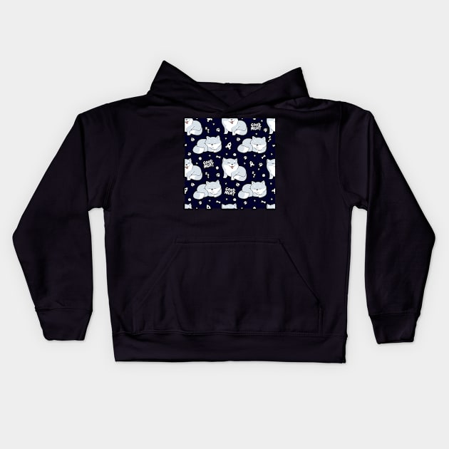 Good Night! Cute Dog Pattern, Going To Sleep Kids Hoodie by Artaron